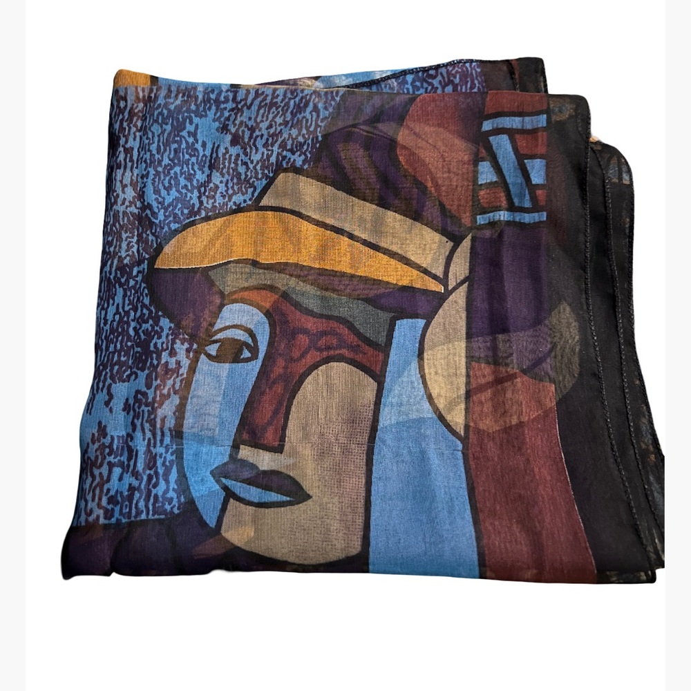 Colorful Multi Color Abstract Art Scarf with Face!